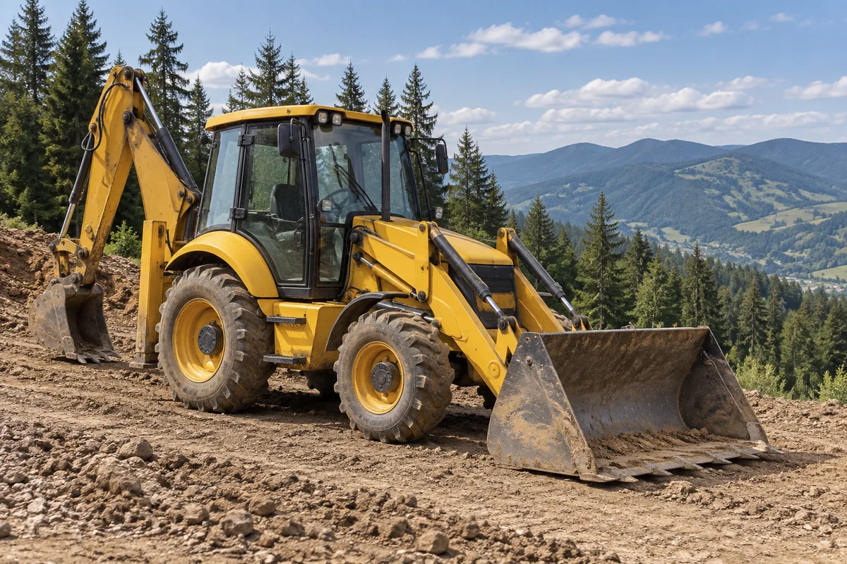 Tractopelle sur un chantier vosgien : usages et coûts